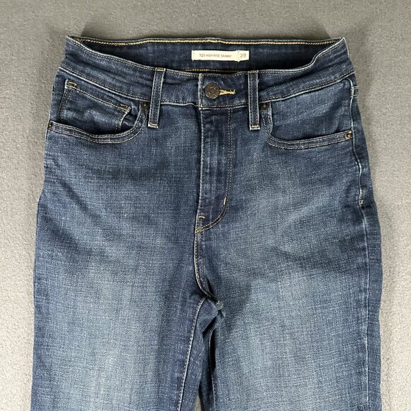 Levis 721 High Rise Skinny Jeans Womens 28 Blue Stretch Denim Slim Fit 28x32 - Picture 3 of 14